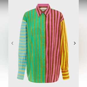 Alemais Bobbie Spliced Cotton Button-Front Shirt. US size 4.